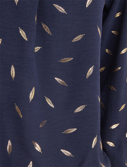 Blouse unie flocage plumes irisées - Marine - 3