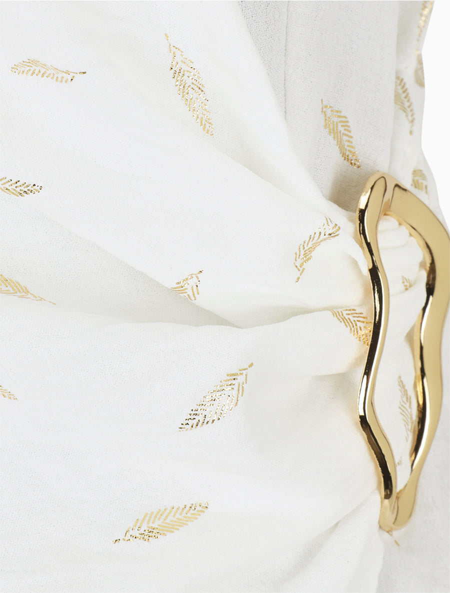 Top droit sans manches flocage plumes irisées - Blanc - 3