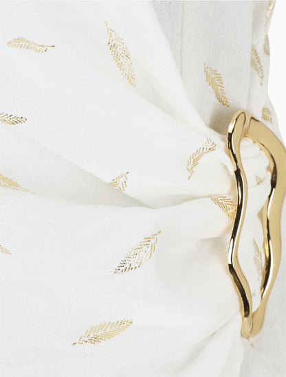 Top droit sans manches flocage plumes irisées - Blanc - 3