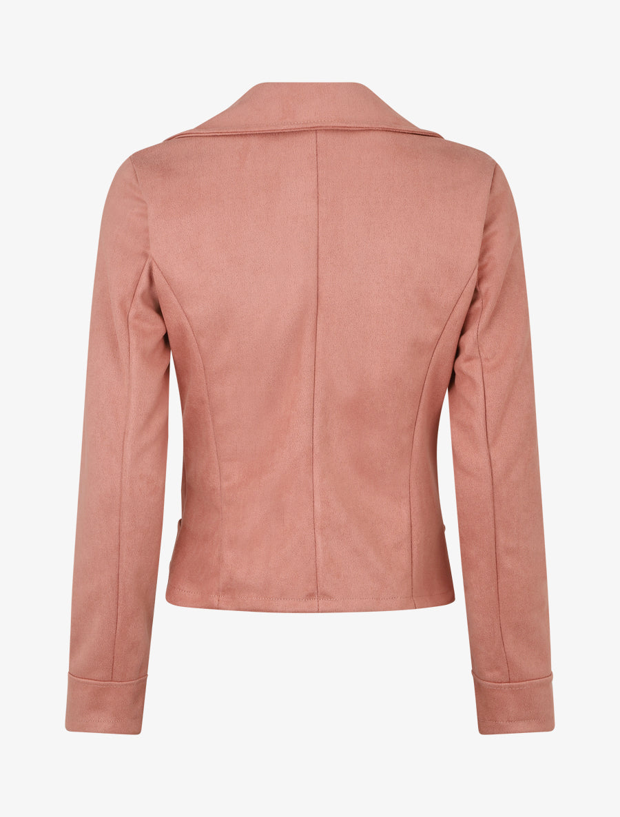 Perfecto en suédine à poches zippées décoratives - Rose - 2