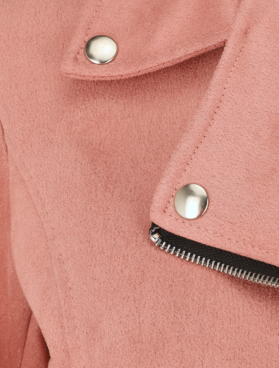 Perfecto en suédine à poches zippées décoratives - Rose - 3