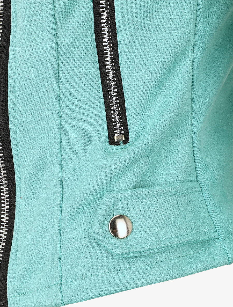 Perfecto en suédine à poches zippées décoratives - Turquoise - 3