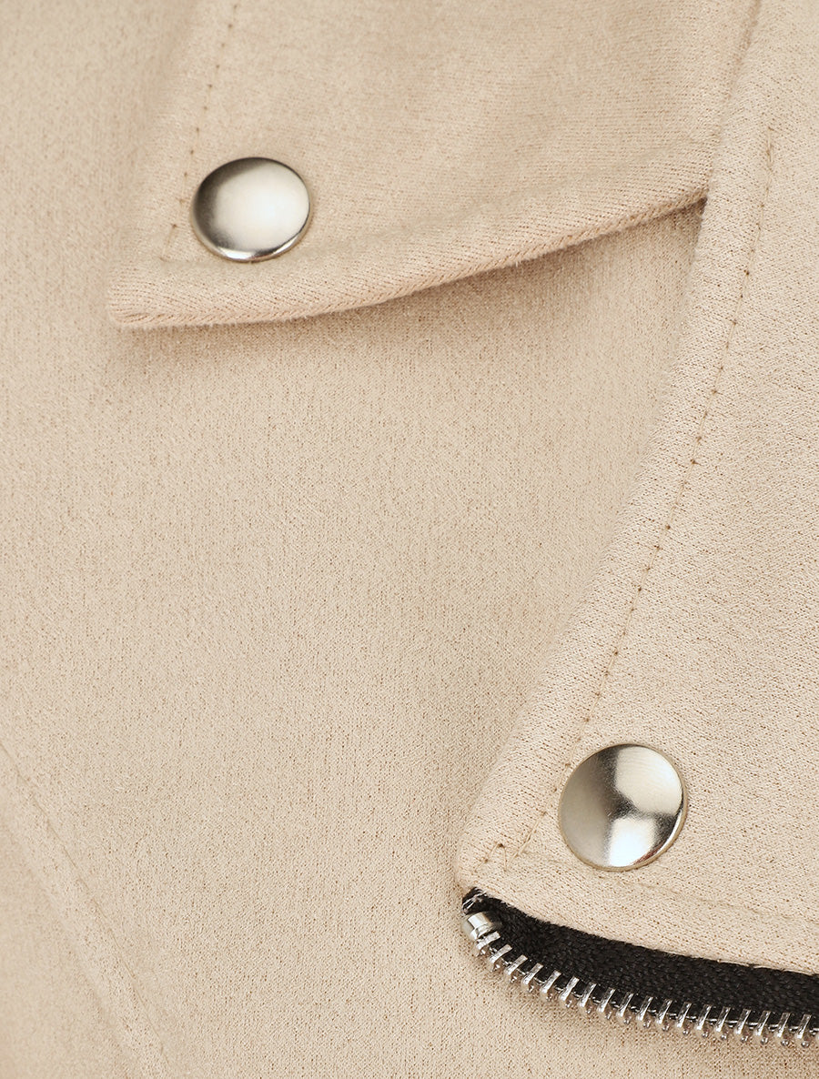 Perfecto en suédine à poches zippées décoratives - Beige - 3