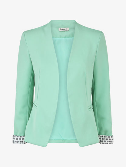 Veste droite à épaulettes - Vert menthe - 1