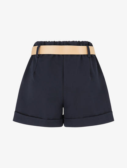 Short taille haute uni coupe droite - Marine - 2