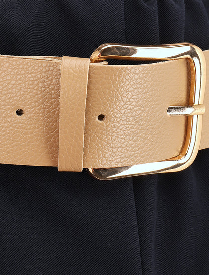 Short taille haute uni coupe droite - Marine - 3