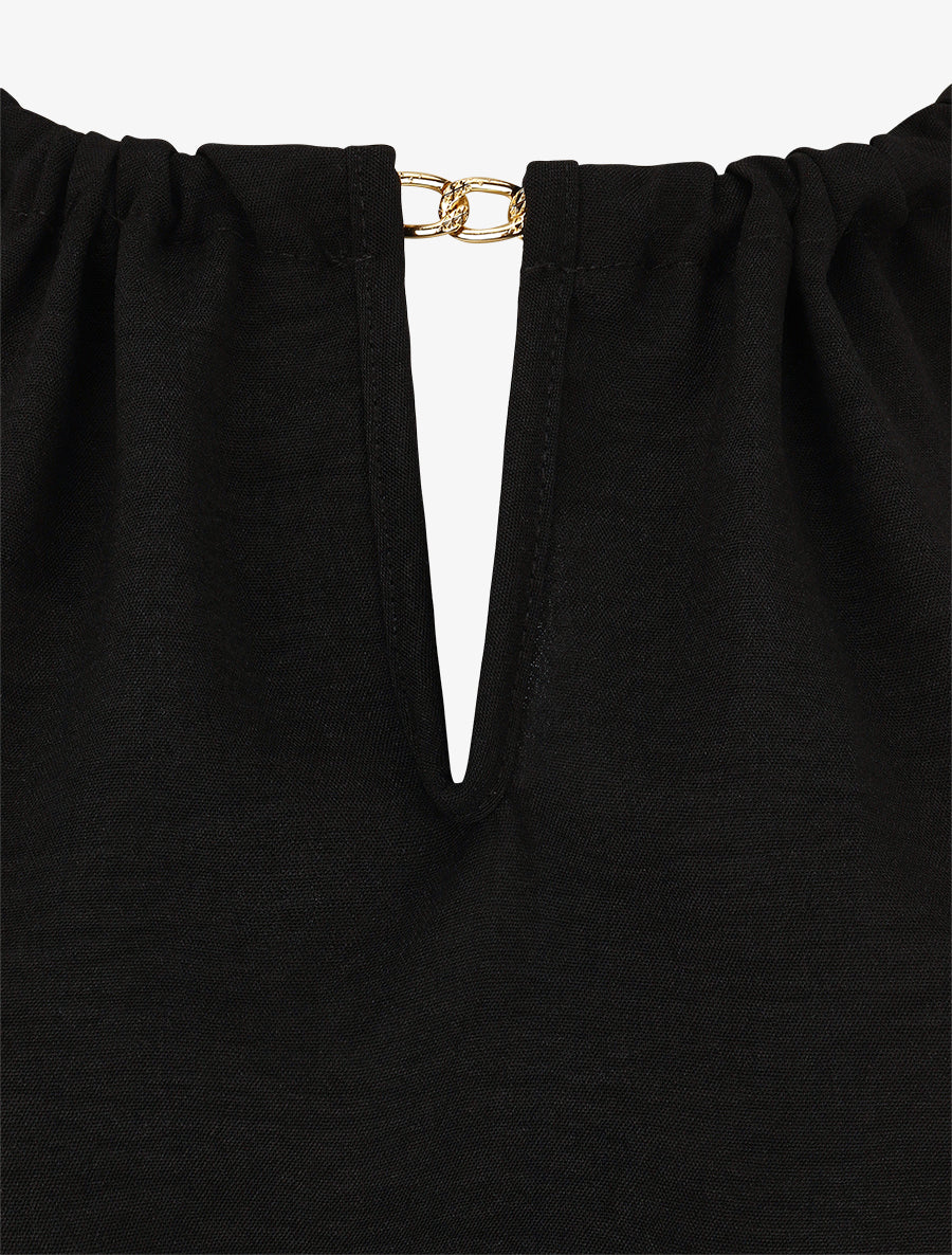 Robe imprimé fleuri à bretelles en chaîne - Noir - 3