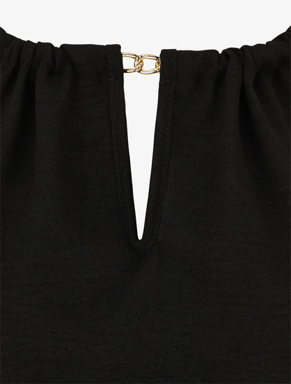 Robe imprimé fleuri à bretelles en chaîne - Noir - 3