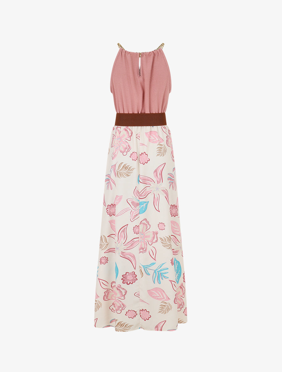 Robe imprimé fleuri à bretelles en chaîne - Vieux rose - 2