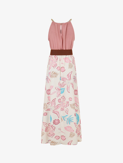 Robe imprimé fleuri à bretelles en chaîne - Vieux rose - 2