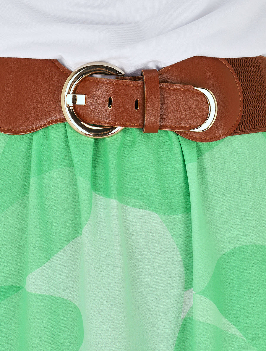 Robe longue dos nu à imprimé graphique - Vert - 3