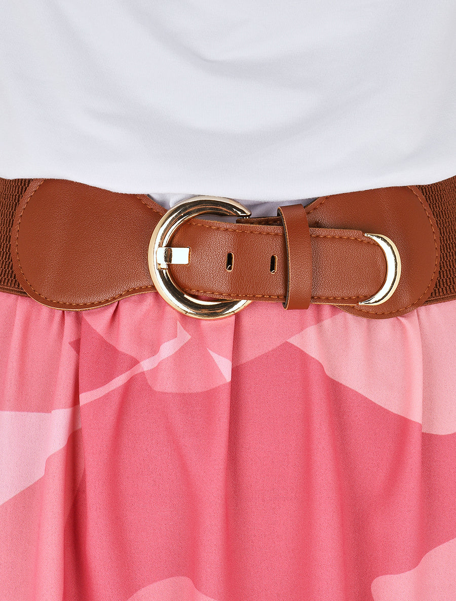 Robe longue dos nu à imprimé graphique - Rose - 3