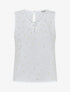 Top droit col fantaisie imprimé plumes dorées - Blanc - 1