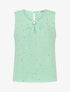 Top droit col fantaisie imprimé plumes dorées - Vert menthe - 1
