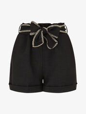 Short taille haute à ceinture fantaisie - Noir - 1