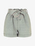 Short fluide à rayures et ceinture fantaisie - Kaki - 1