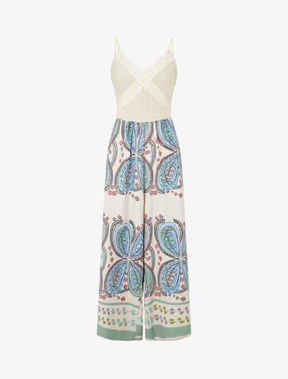 Combinaison à imprimé foulard - Vert d&