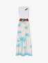 Robe longue imprimé palmiers et col à sangle - Turquoise - 1