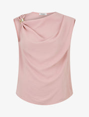 Top uni à empiècement bijou - Vieux rose - 1