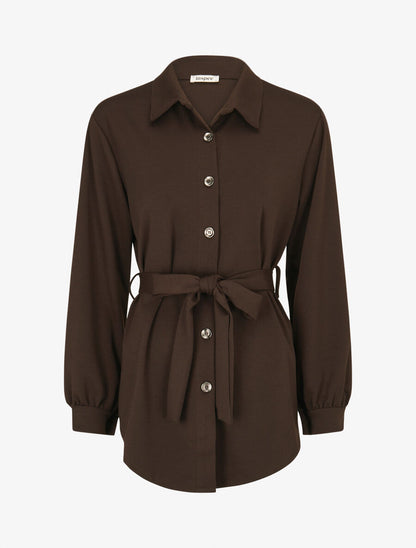 Chemise classique et ceinturée - Marron - 1