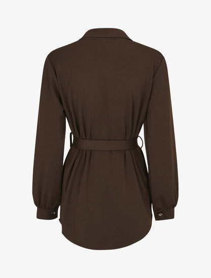 Chemise classique et ceinturée - Marron - 2