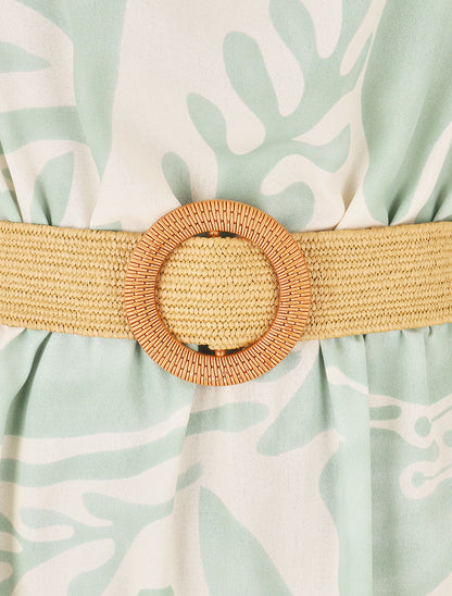 Robe imprimé abstrait à col américain - Vert clair - 3