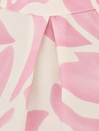 Robe imprimé abstrait à col américain - Rose - 3