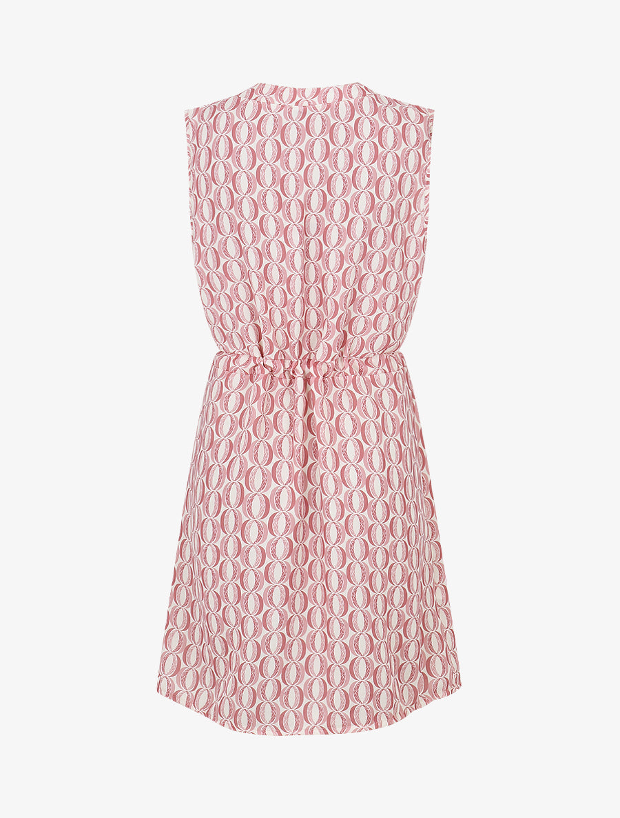 Robe mi-longue cintrée imprimé graphique - Rose - 2