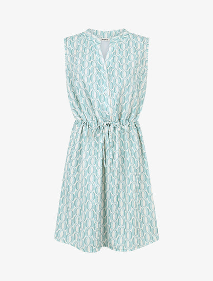 Robe mi-longue cintrée imprimé graphique - Vert clair - 1