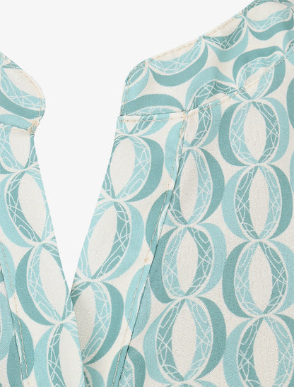 Robe mi-longue cintrée imprimé graphique - Vert clair - 3