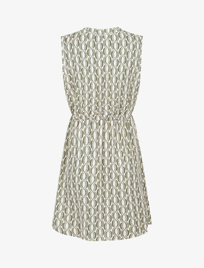 Robe mi-longue cintrée imprimé graphique - Kaki - 2