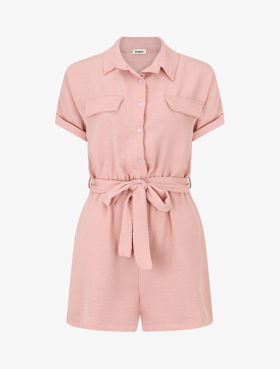 Combishort élastiqué uni - Vieux rose - 1