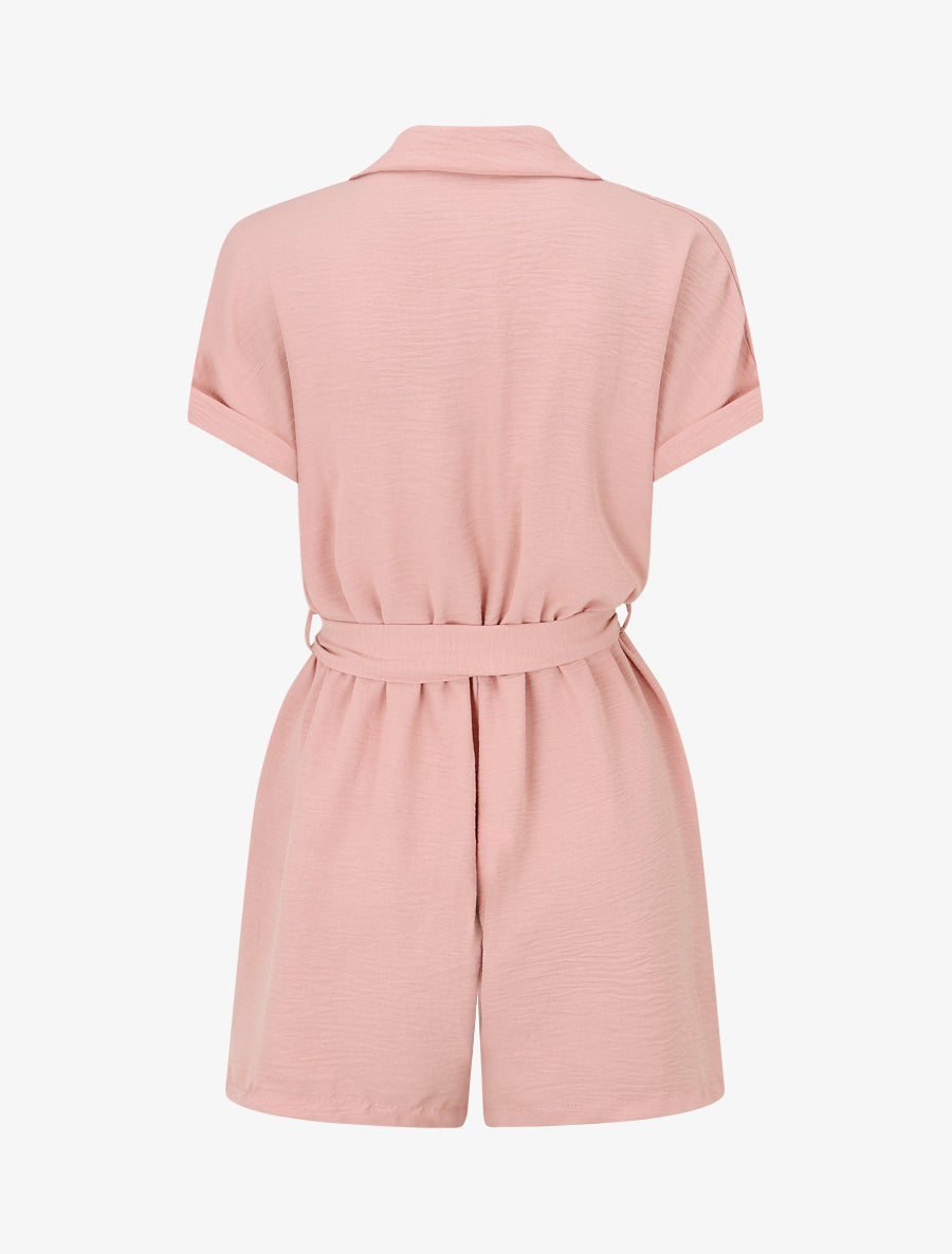 Combishort élastiqué uni - Vieux rose - 2