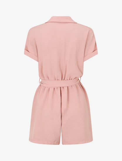 Combishort élastiqué uni - Vieux rose - 2