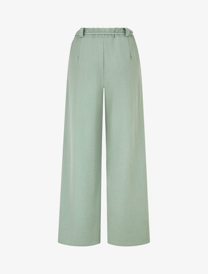 Pantalon droit taille haute à ceinture fleurie - Vert clair - 2