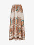 Jupe effet satiné imprimé foulard - Camel - 1