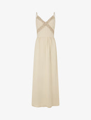Robe longue à dos élastiqué - Beige - 1