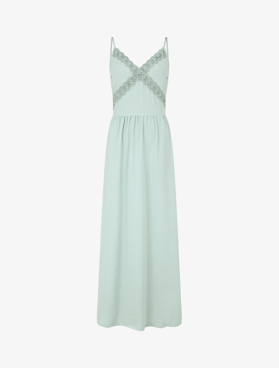 Robe longue à dos élastiqué - Vert d&