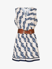 Combishort élastiqué à imprimé foulard - Marine - 1