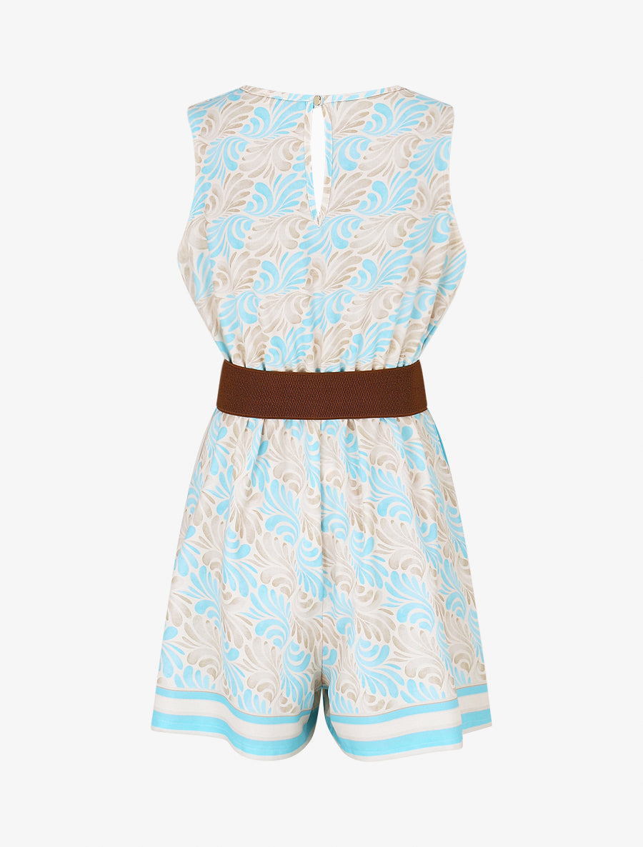 Combishort élastiqué à imprimé foulard - Turquoise - 2