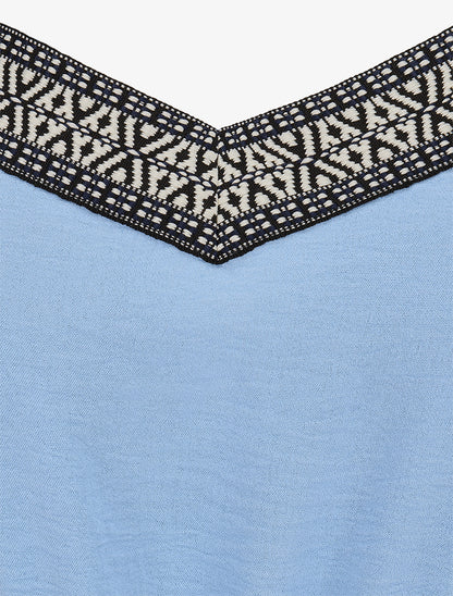 Combishort uni à bande graphique - Bleu ciel - 3