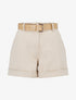 Short ceinturé à imprimé chevron - Camel - 1
