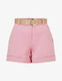 Short ceinturé à imprimé chevron - Rose - 1