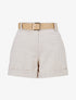 Short droit taille haute imprimé graphique - Beige - 1