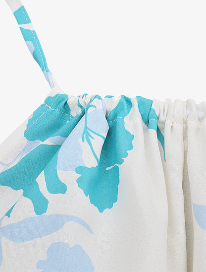 Combishort fleuri à noeud - Turquoise - 3