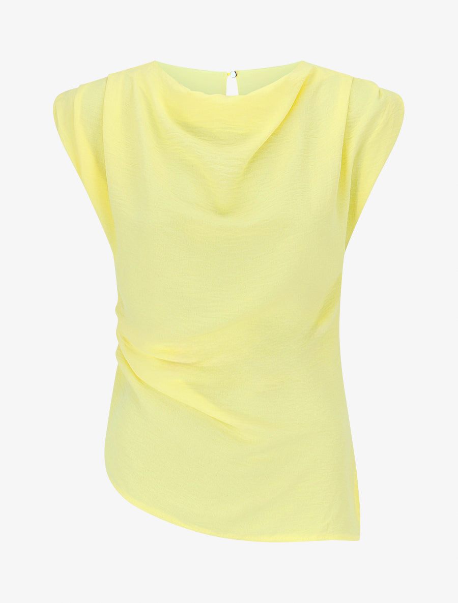 Top asymétrique effet drapé - Jaune - 1