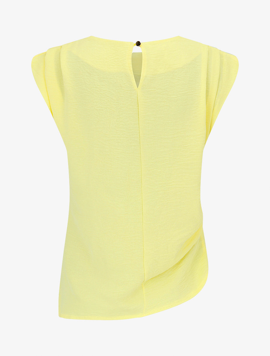 Top asymétrique effet drapé - Jaune - 2