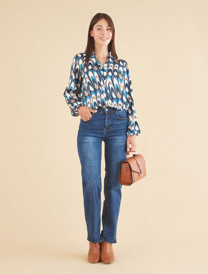 Blouse imprimé graphique - Marine - 4