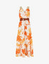 Robe longue élastiquée imprimé abstrait - Orange - 1
