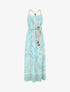 Robe longue imprimé fleurs tropicales à bretelles en corde - Bleu ciel - 1